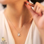 نیم ست نقره زنانه طرح x قالب طلا مدل NSW N14 گوشواره و گردنبند