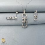 نیم ست نقره زنانه طرح امگا نگین دار مدل NSW N15