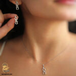 نیم ست نقره زنانه طرح امگا نگین دار مدل NSW N15 IMAGE3
