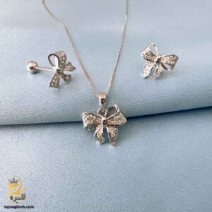 نیم ست نقره دخترانه طرح پاپیون مدل NSW N16