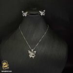 نیم ست نقره دخترانه طرح پروانه مدل NSW N18 نمای مانکن