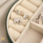 نیم ست نقره دخترانه طرح پروانه مدل NSW N18 نمای کامل