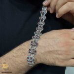 دستبند نقره نگین دار مردانه مدل BSM B98
