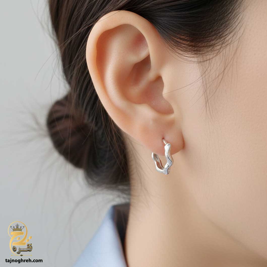 silver-earrin-esw-e100 گوشواره نقره حلقه ای مدل ESW E100