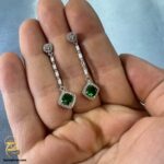 گوشواره نقره آویز نگین دار مدل ESW E101