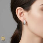 گوشواره نقره حلقه ای نگین دار مدل ESW E102