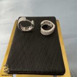 گوشواره حلقه ای نگین دار نقره مدل ESW E102