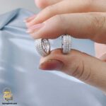 گوشواره نقره حلقه ای نگین دار مدل ESW E102