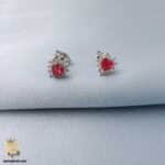 گوشواره نقره نگین دار میخی مدل ESW E106