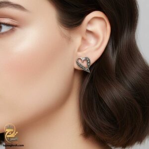 گوشواره نقره زنانه طرح قلب ظریف مدل ESW E86