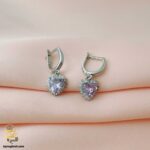 گوشواره نقره نگین دار دخترانه مدل ESW E90