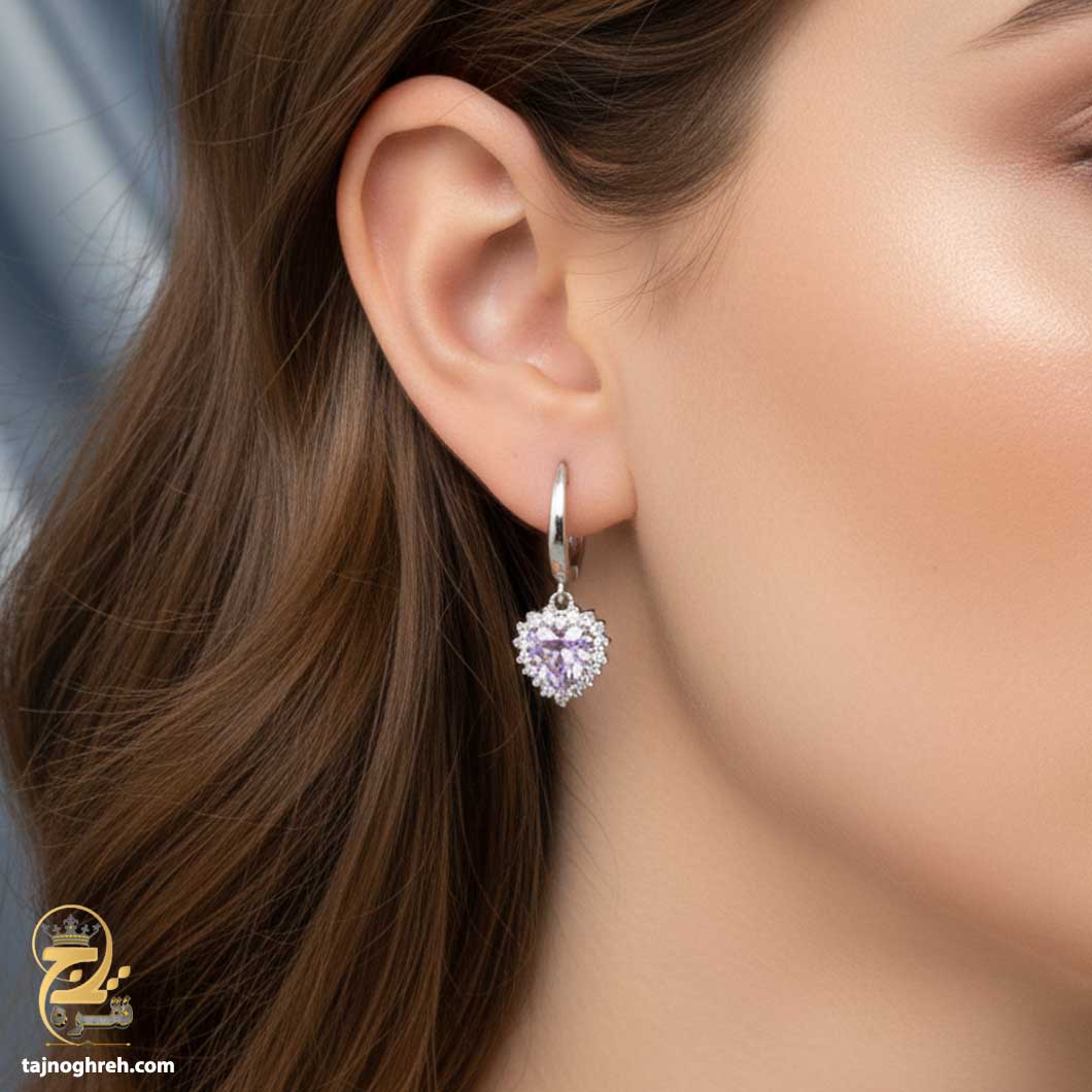 silver-earrin-esw-e90 گوشواره نقره نگین دار مدل ESW E90
