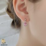 گوشواره نقره نگین دار دخترانه مدل ESW E94