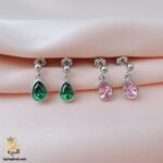گوشواره نقره نگین دار رنگی مدل ESW E94