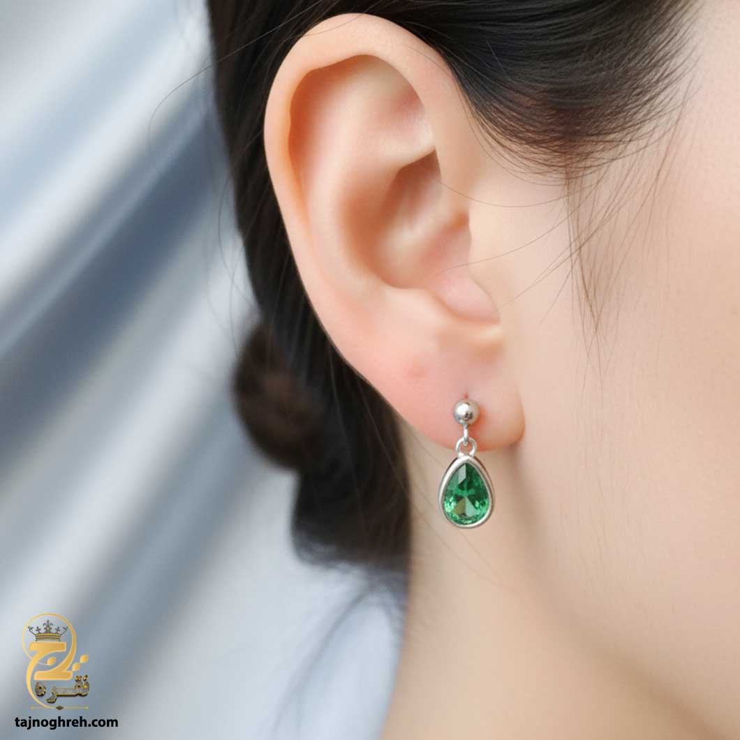 silver-earrin-esw-e94 گوشواره نقره نگین دار مدل ESW E94