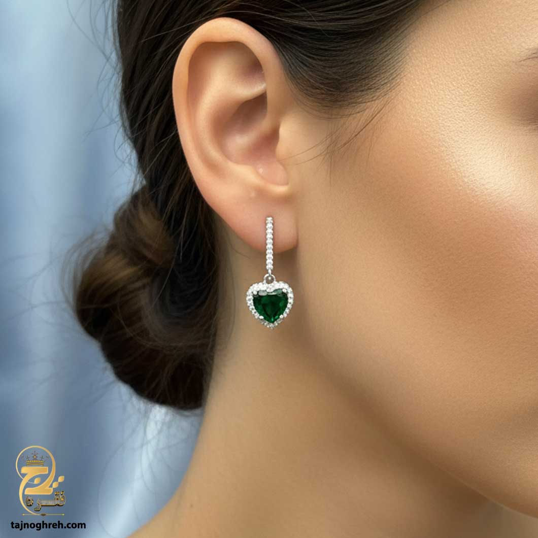 silver-earrin-esw-e98 گوشواره نقره نگین دار مدل ESW E98