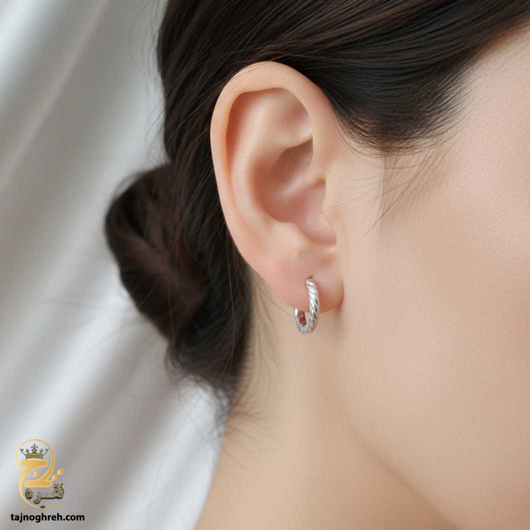 silver-earrin-esw-e99 گوشواره نقره حلقه ای مدل ESW E99