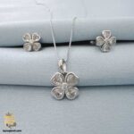 نیم ست نقره زنانه طرح گل نگین دار قلب مدل NSW N25