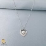 گردنبند نقره زنانه طرح قلب مروارید مدل ZSW Z67