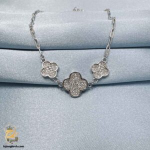 دستبند نقره زنانه ونکلیف 3 گل پرنگین مدل DSW D77