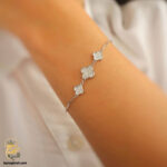 دستبند نقره زنانه ونکلیف 3 گل پرنگین مدل DSW D77 IMAGE3