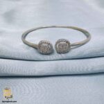 دستبند نقره بنگل زنانه طرح جواهری مدل DSW D75