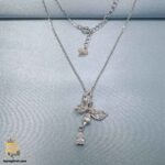 گردنبند نقره دخترانه طرح پروانه نگین دار مدل ZSW Z89 نمای کامل