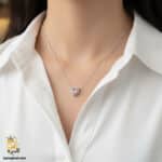 گردنبند نقره زنانه طرح قلب نگین رنگی مدل ZSW Z96 روی گردن