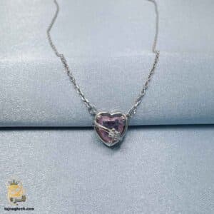 گردنبند نقره زنانه طرح قلب نگین رنگی مدل ZSW Z96