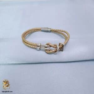 دستبند امگا نقره زنانه بند چرمی مدل DSW D80