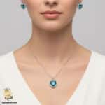 نیم ست نقره زنانه نگین دار سواروسکی مدل NSW H32 IMAGE1