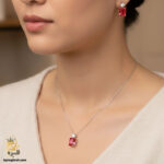 نیم ست نقره زنانه نگین دار رنگی مدل NSW H42 Image 6