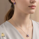 نیم ست نقره زنانه نگین رنگی پرنس مدل NSW H44 IMAGE2