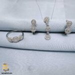 نیم ست نقره زنانه طرح جواهری نگین دار مدل NSW H46 IMEGE 2