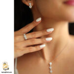 نیم ست نقره زنانه طرح جواهری نگین دار مدل NSW H46 IMEGE 6