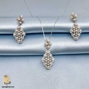 نیم ست نقره زنانه طرح مروارید مدل NSW N29