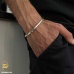 دستبند بنگل نقره مردانه مدل BSM B110