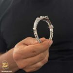 دستبند نقره نگین دار مردانه مدل BSM B117