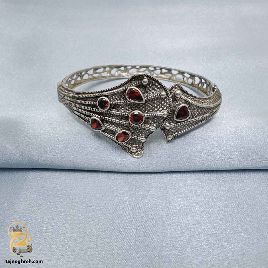 men-silver-bracelet-bsm-b117 دستبند نقره نگین دار مردانه مدل BSM B117