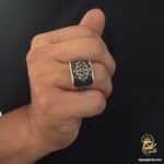 انگشتر نقره مردانه سیاه قلم دورنگ مدل RSM K148 IMAGE1