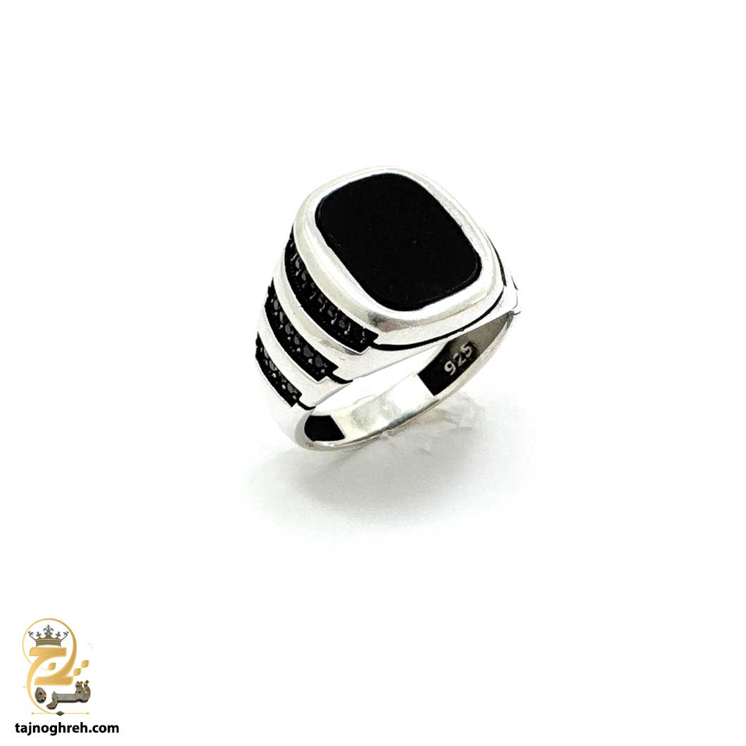 men-silver-ring-rsm-k152 انگشتر نقره مردانه نگین مشکی مدل RSM K152