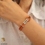 دستبند امگا نقره زنانه بند چرمی مدل DSW D90 IMAGE5