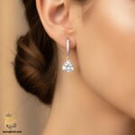 گوشواره نقره زنانه تک نگین مثلثی مدل ESW E113 IMAGE1