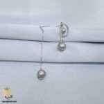 گوشواره نقره زنانه طرح مروارید خاکستری مدل ESW E114