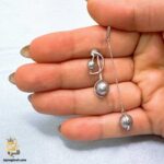 گوشواره نقره زنانه طرح مروارید خاکستری مدل ESW E114 IMAGE2