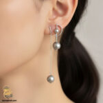 گوشواره نقره زنانه طرح مروارید خاکستری مدل ESW E114 IMAGE3