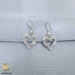 گوشواره نقره طرح قلب نگین دار مدل ESW E115