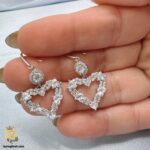 گوشواره نقره طرح قلب نگین دار مدل ESW E115 IMAGE1