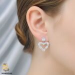 گوشواره نقره طرح قلب نگین دار مدل ESW E115 IMAGE2