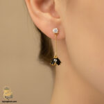 گوشواره نقره دخترانه طرح طلا مدل ESW E118 روی گوش
